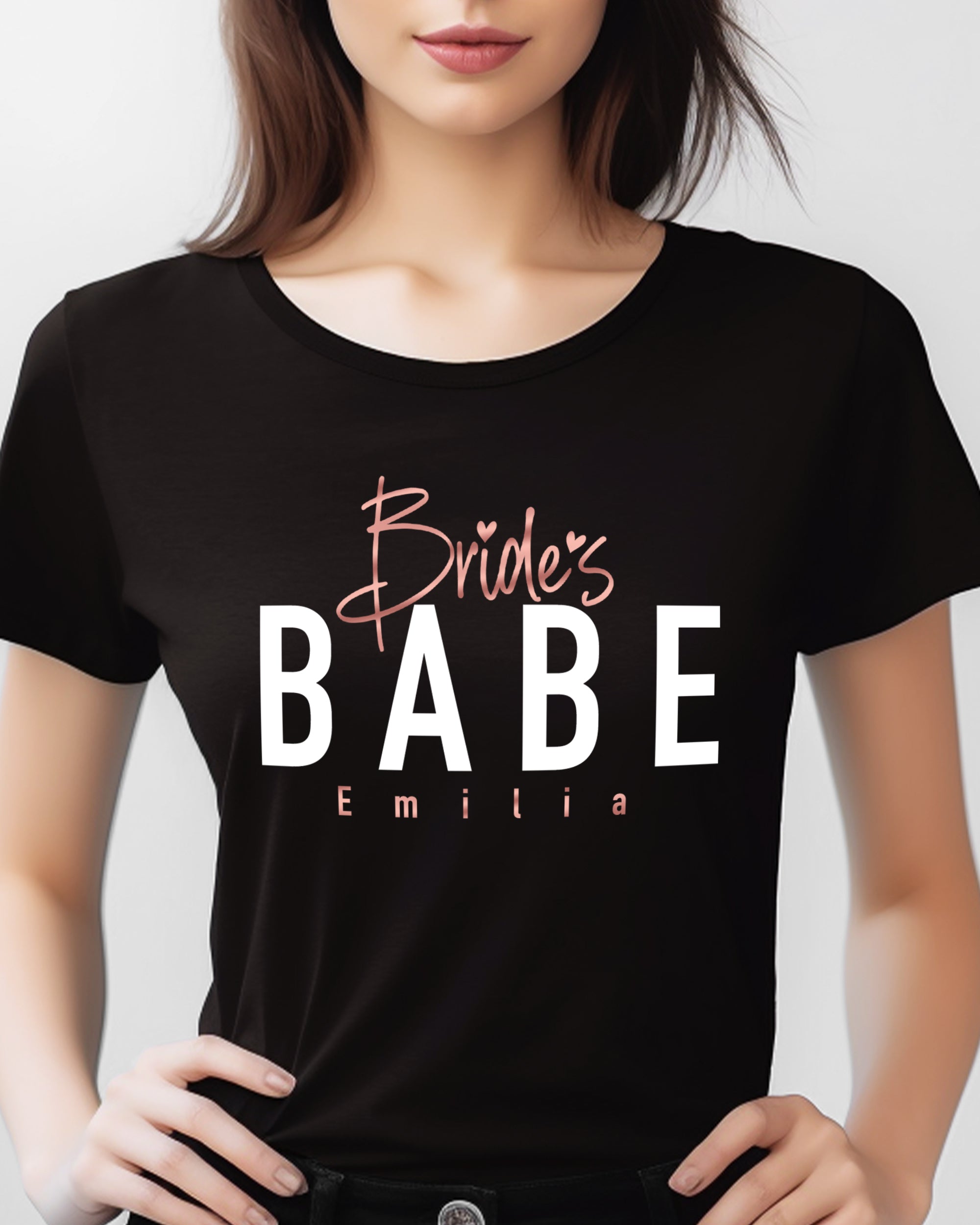 Bride's BABE T-Shirt mit Namen