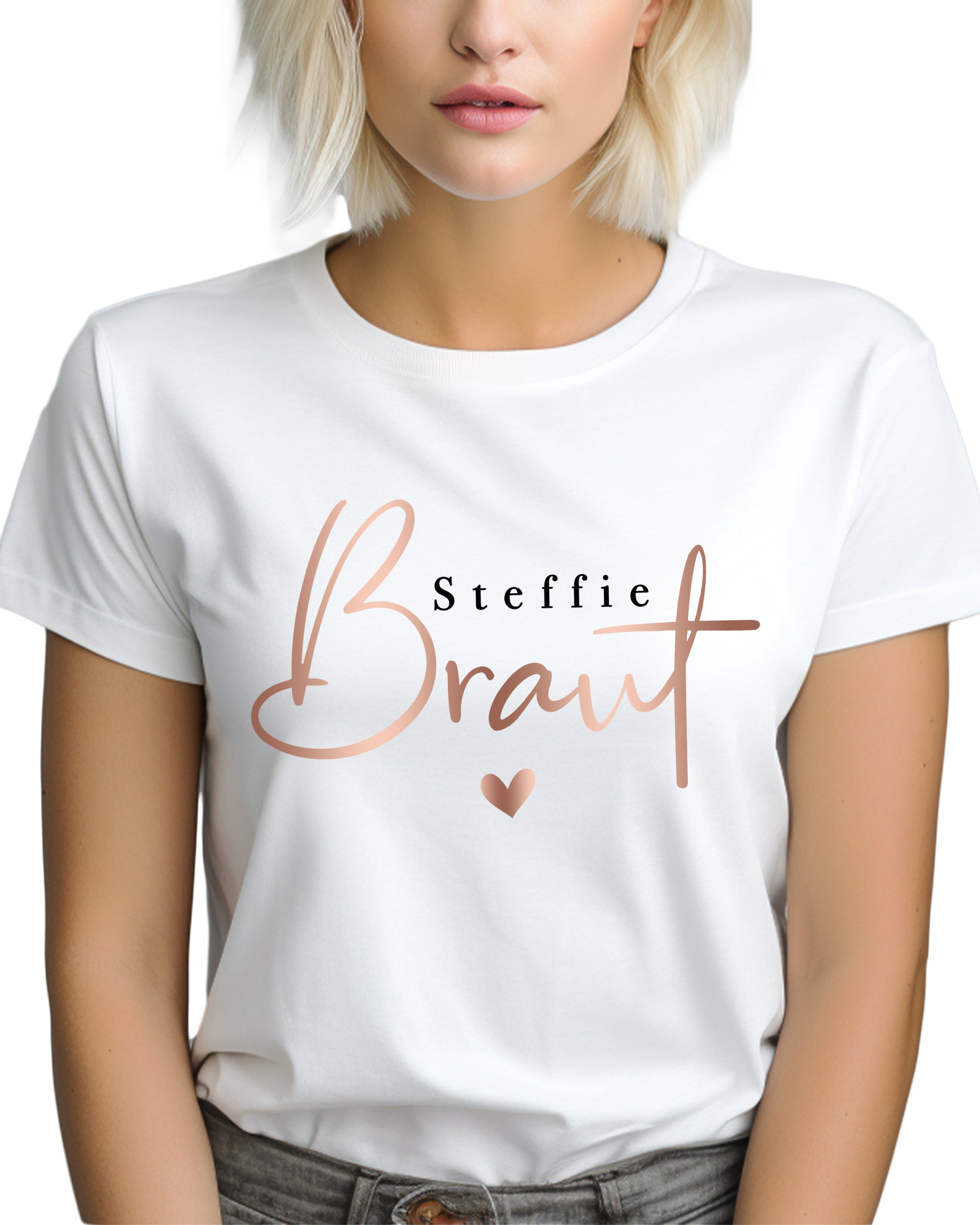 Mädelsfest-Braut T-Shirt weiß mit Namen