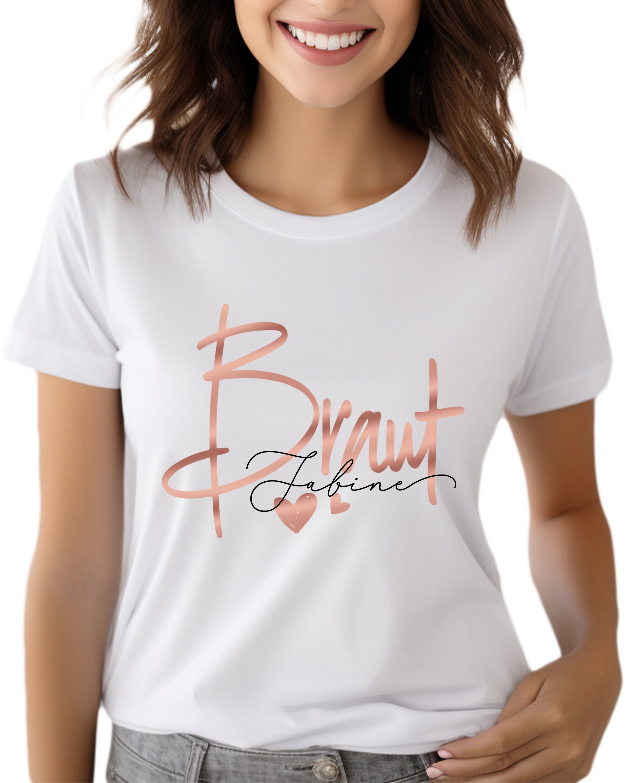 Classic Braut T-Shirt weiß mit Namen Handschrift