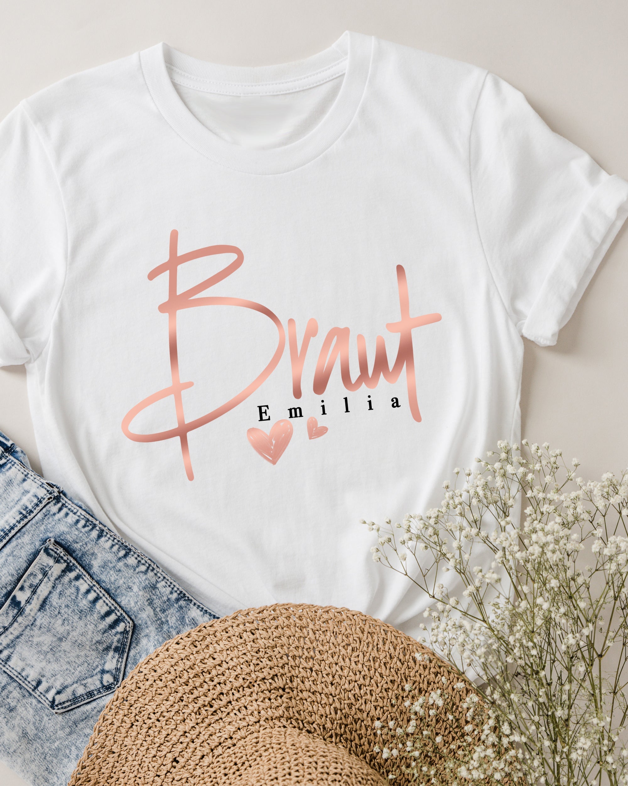 Classic Braut T-Shirt weiß mit Namen Serife
