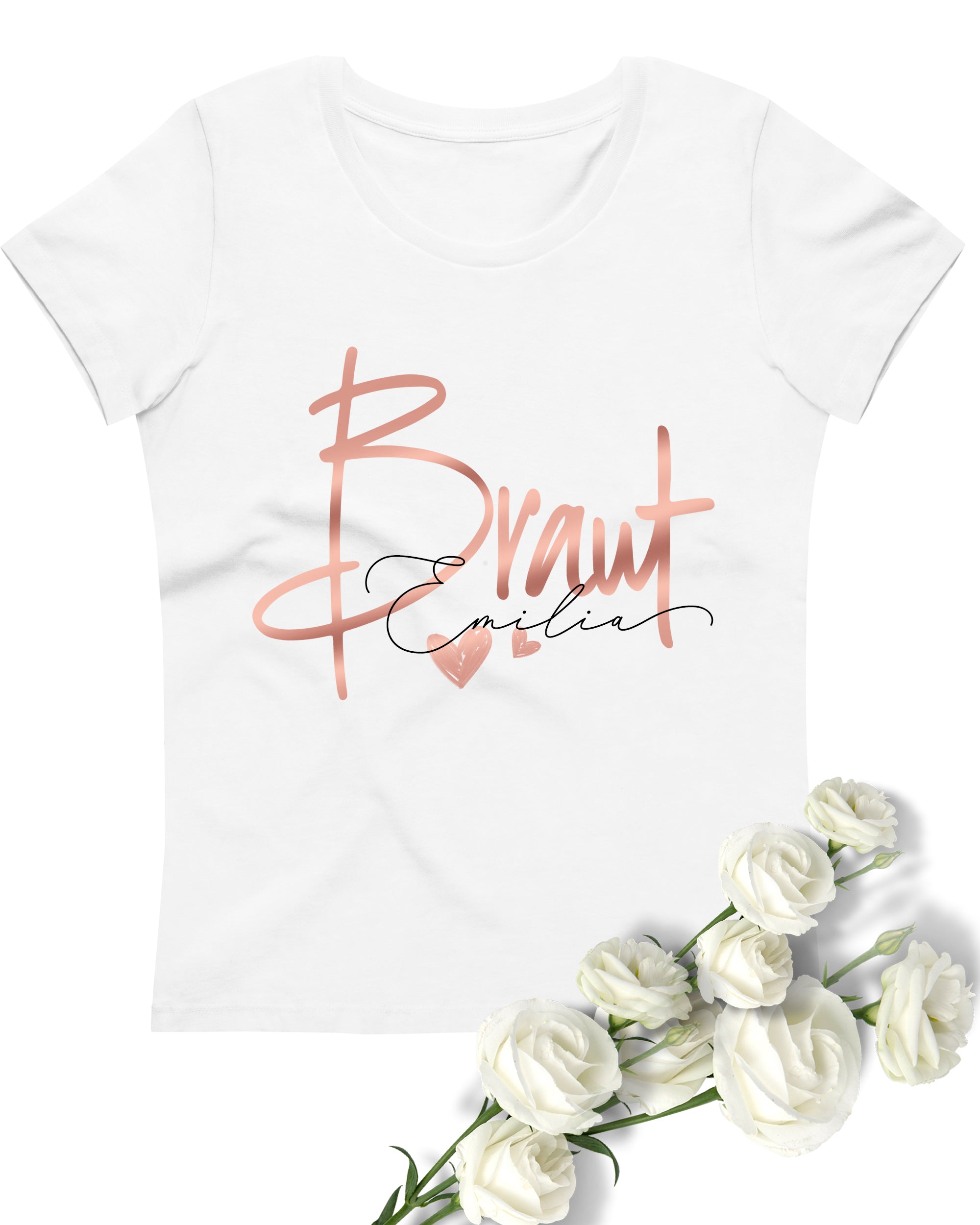 Classic Braut T-Shirt weiß mit Namen Handschrift