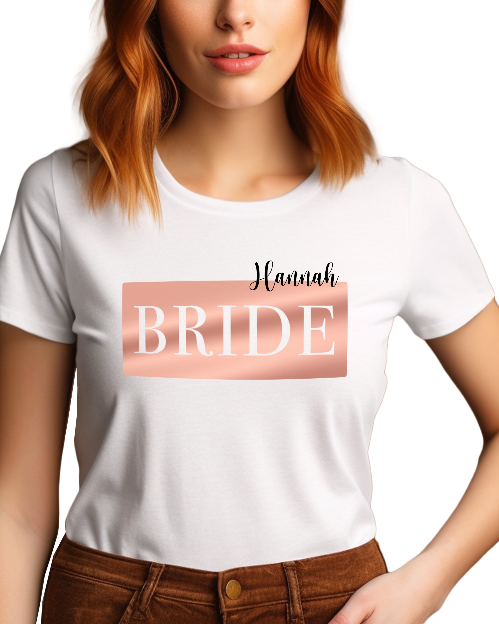 JGA Platte Bride T-Shirt weiß mit Namen