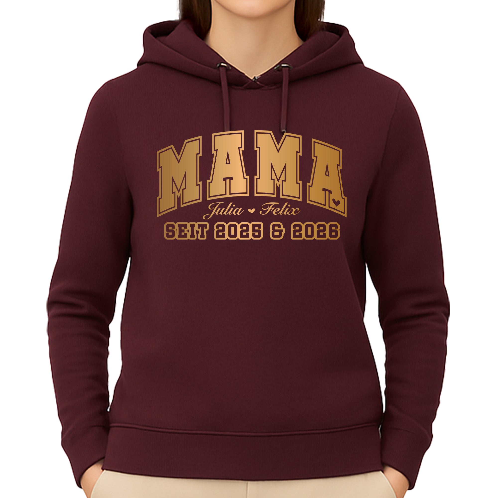 League Mama / Mom Pullover – mit/ohne Kapuze, Seitentaschen oder Kängurutasche - Bordeauxrot