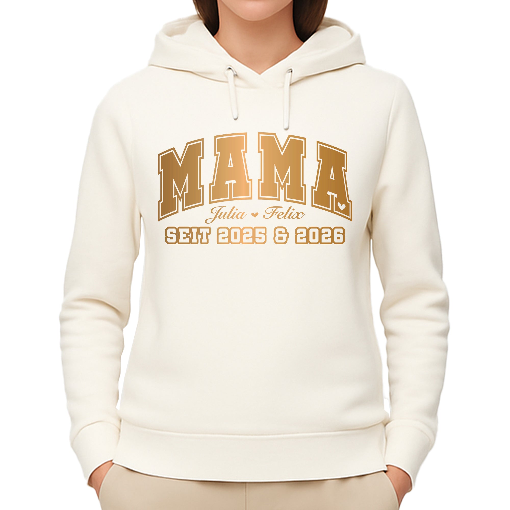 League Mama / Mom Pullover – mit/ohne Kapuze, Seitentaschen oder Kängurutasche - Cremeweiß