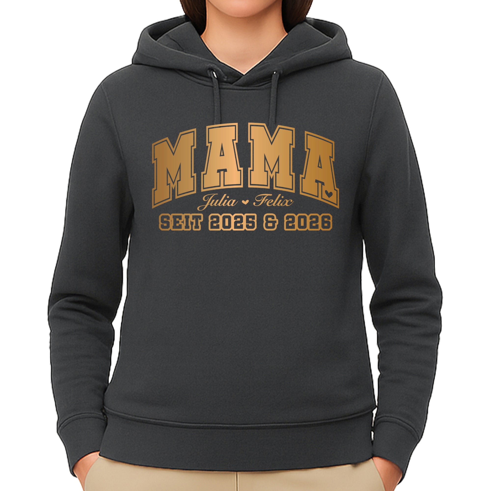 League Mama / Mom Pullover – mit/ohne Kapuze, Seitentaschen oder Kängurutasche - Dunkelgrau