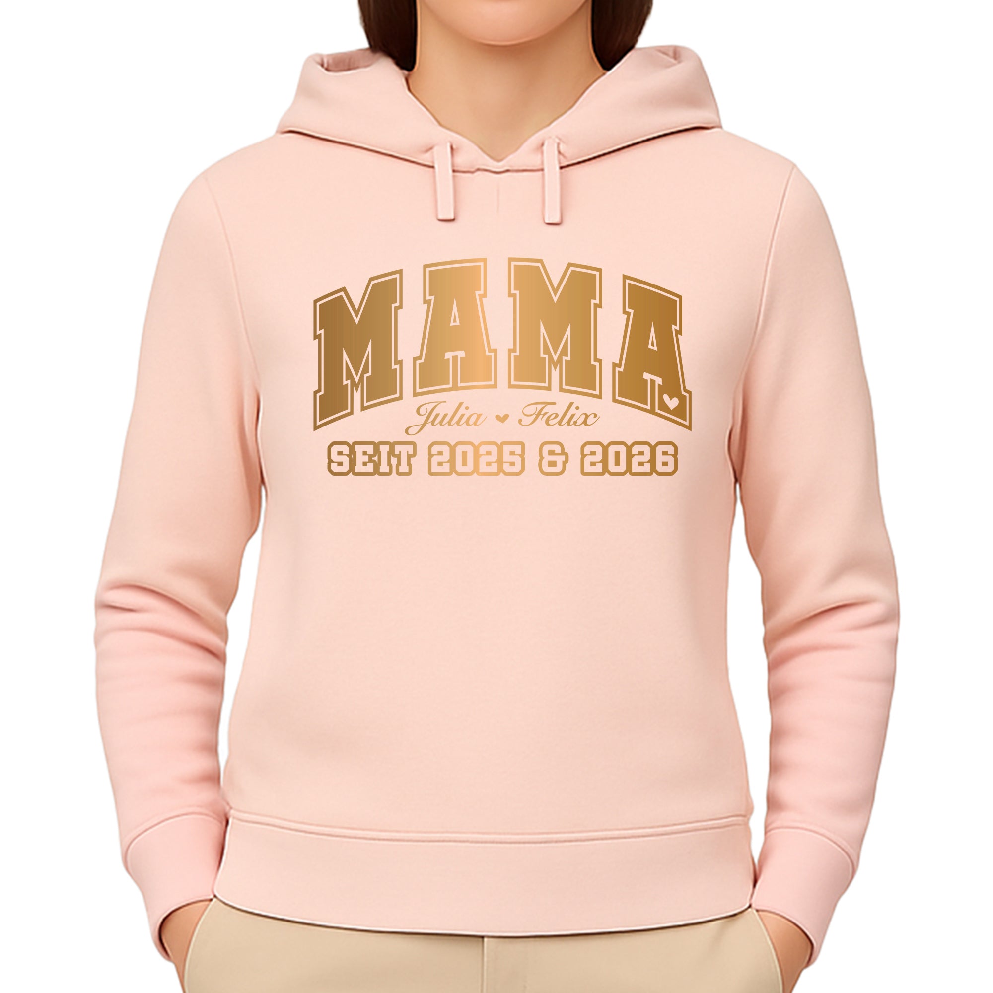 League Mama / Mom Pullover – mit/ohne Kapuze, Seitentaschen oder Kängurutasche - Pastellrosa