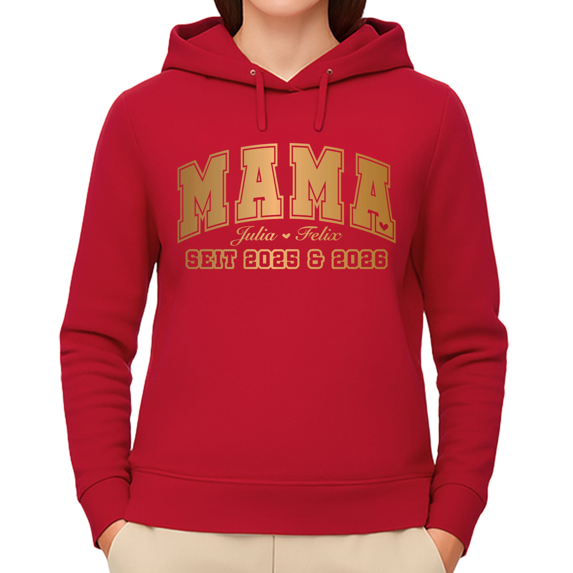 League Mama / Mom Pullover – mit/ohne Kapuze, Seitentaschen oder Kängurutasche - Rot