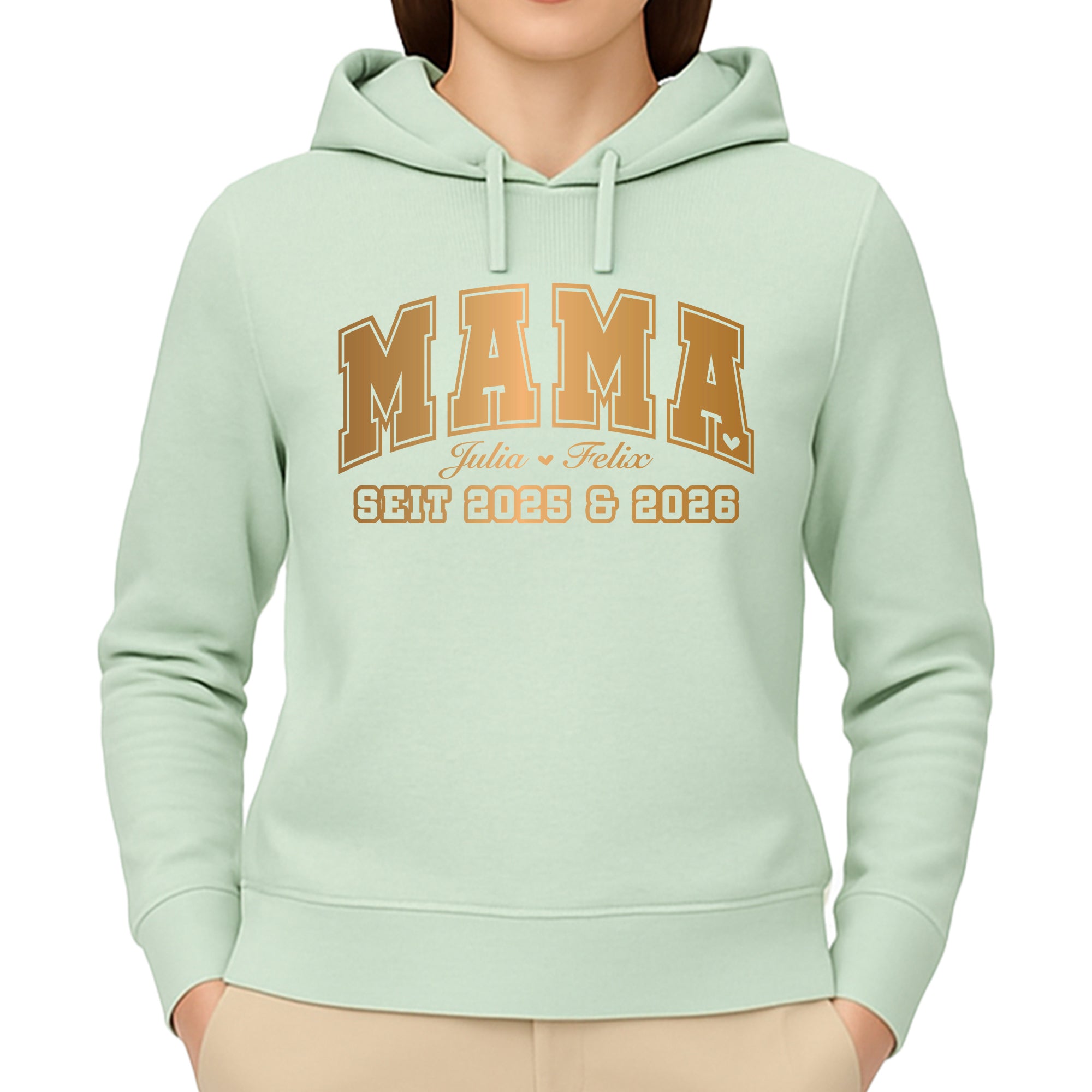 League Mama / Mom Pullover – mit/ohne Kapuze, Seitentaschen oder Kängurutasche - Pastellsalbei
