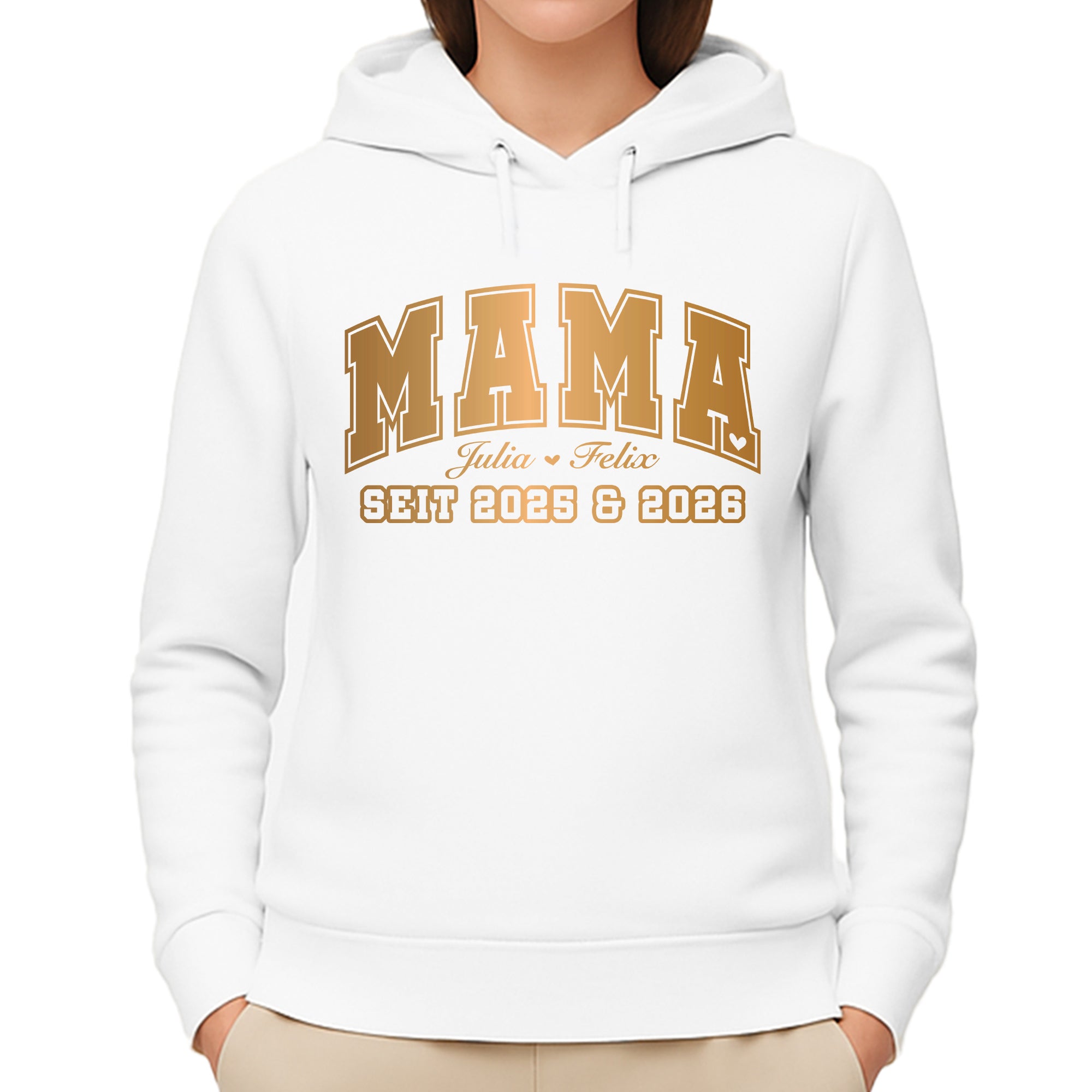League Mama / Mom Pullover – mit/ohne Kapuze, Seitentaschen oder Kängurutasche - Weiß