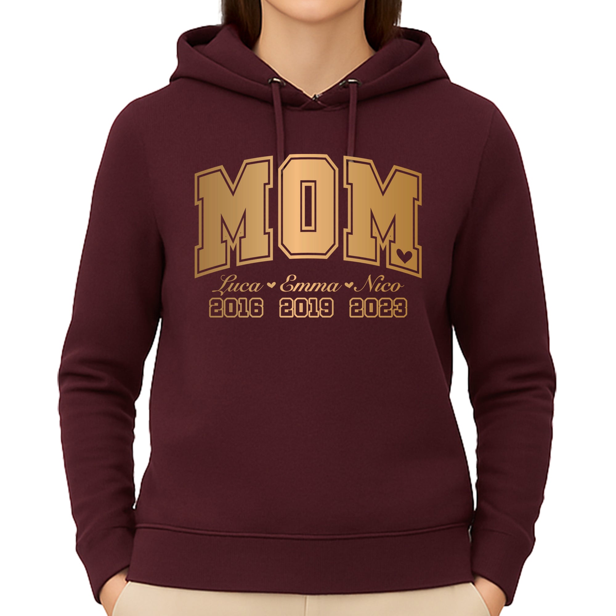 League Mama / Mom Pullover – mit/ohne Kapuze, Seitentaschen oder Kängurutasche - Bordeauxrot