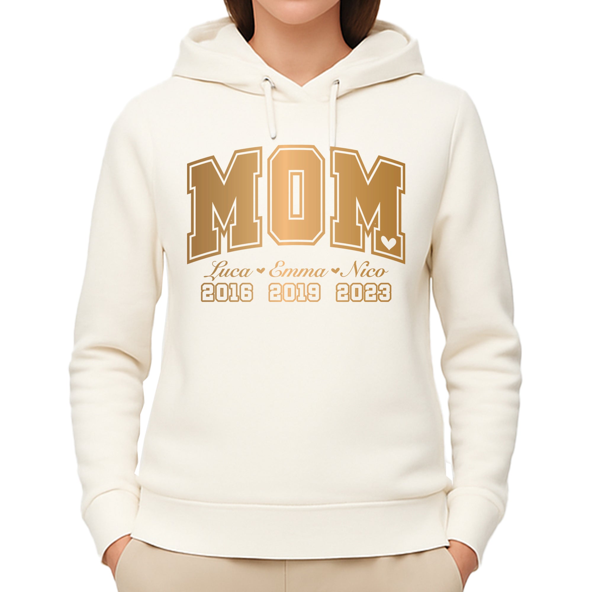 League Mama / Mom Pullover – mit/ohne Kapuze, Seitentaschen oder Kängurutasche - Cremeweiß