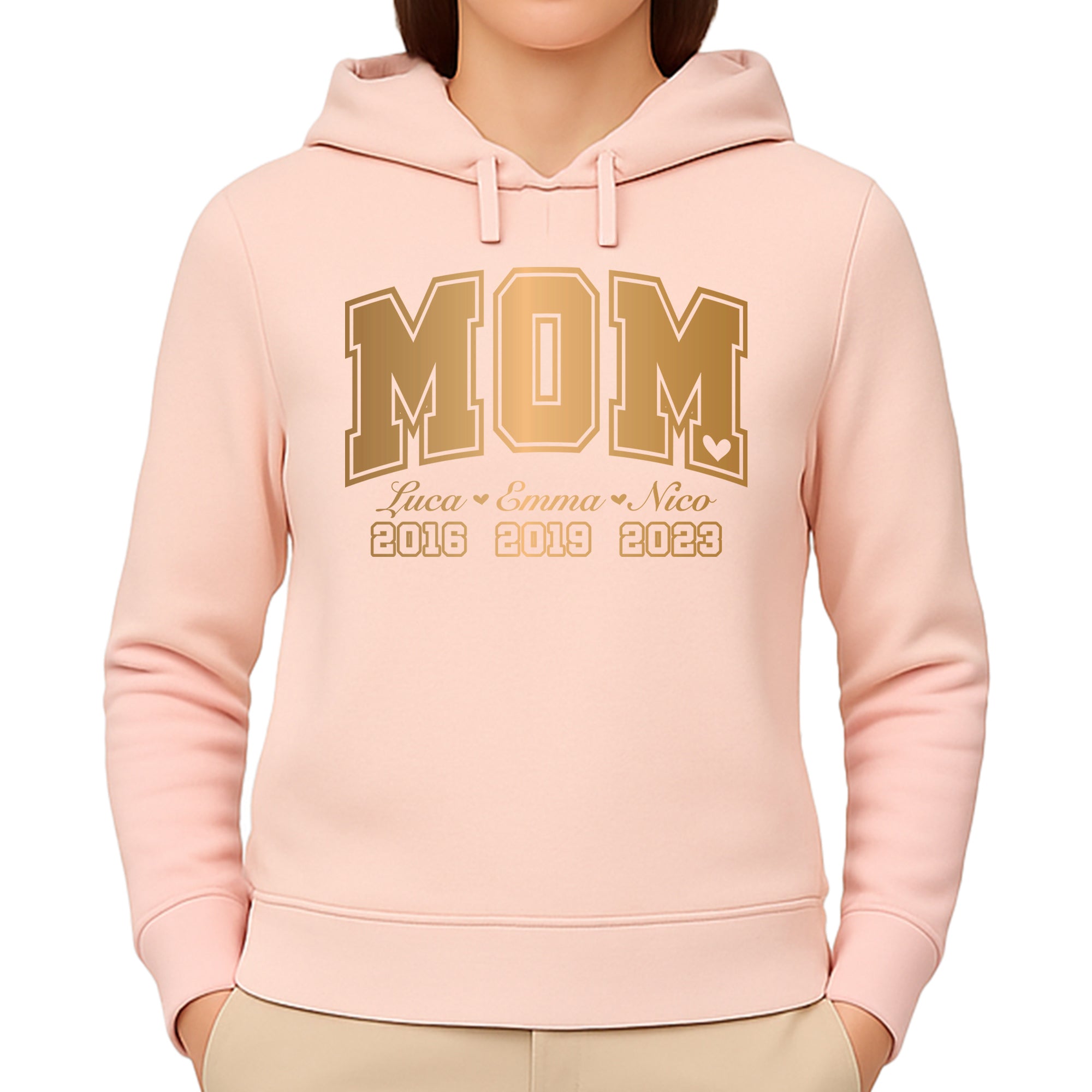 League Mama / Mom Pullover – mit/ohne Kapuze, Seitentaschen oder Kängurutasche - Pastellrosa