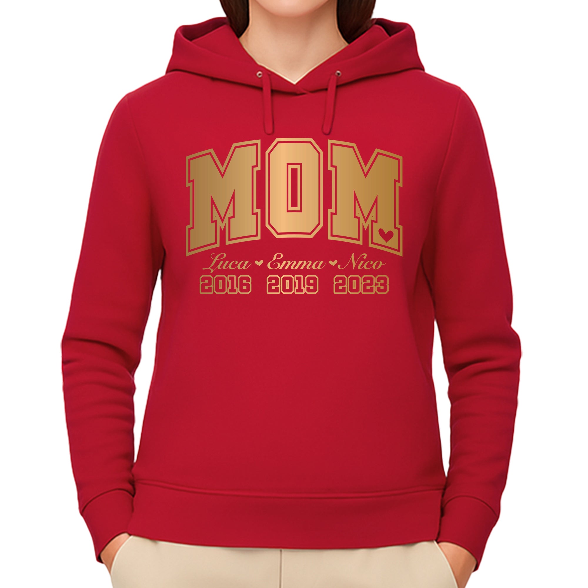 League Mama / Mom Pullover – mit/ohne Kapuze, Seitentaschen oder Kängurutasche - Rot