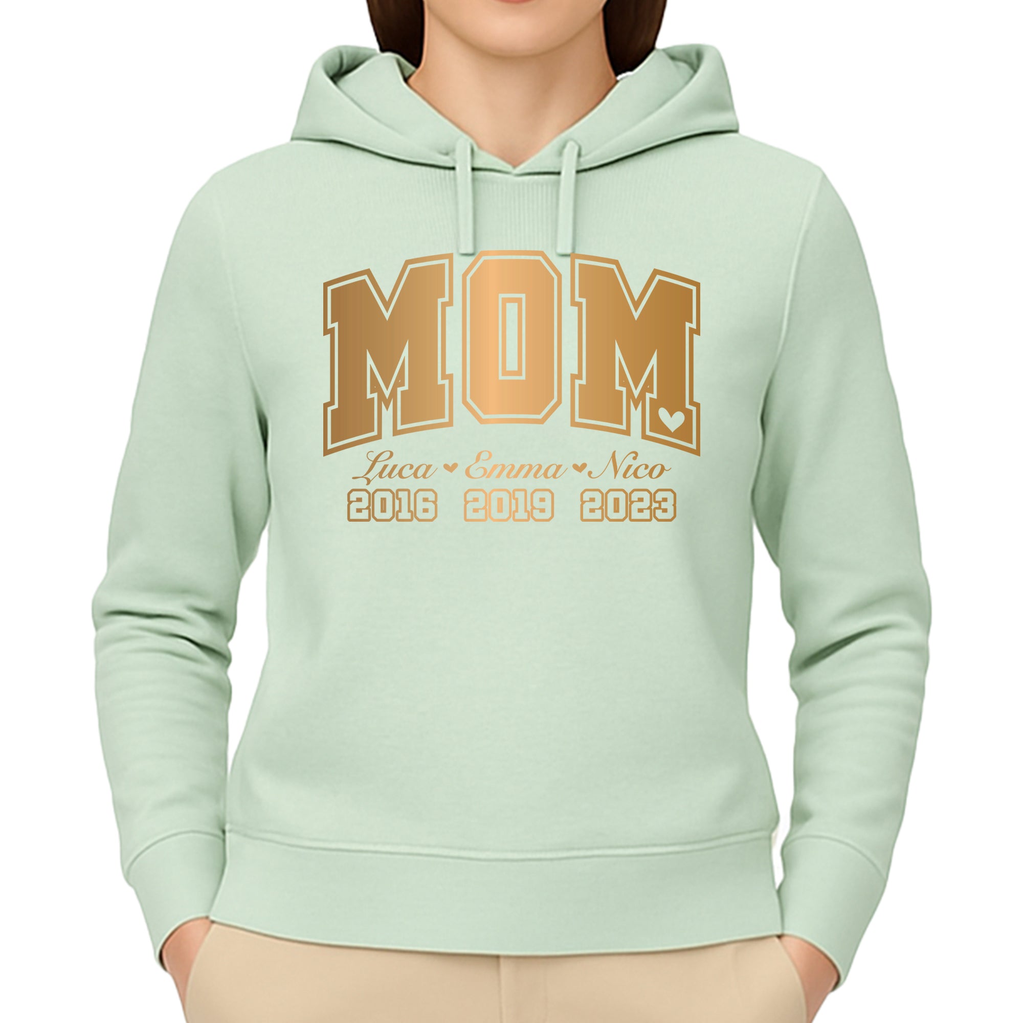 League Mama / Mom Pullover – mit/ohne Kapuze, Seitentaschen oder Kängurutasche - Pastellsalbei