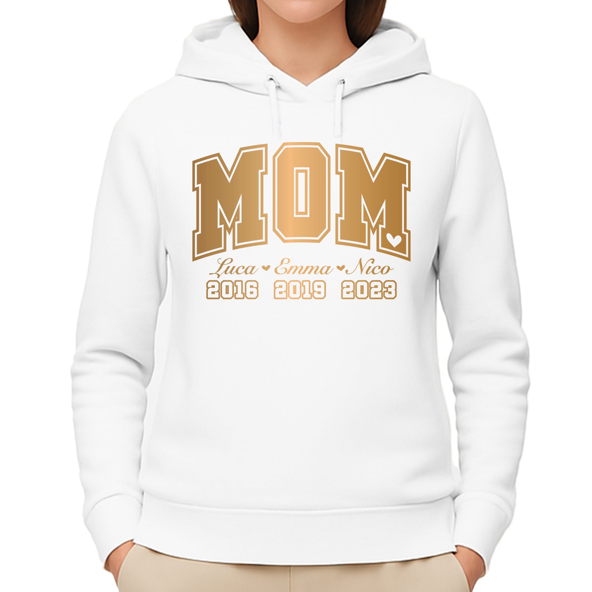 League Mama / Mom Pullover – mit/ohne Kapuze, Seitentaschen oder Kängurutasche - Weiß