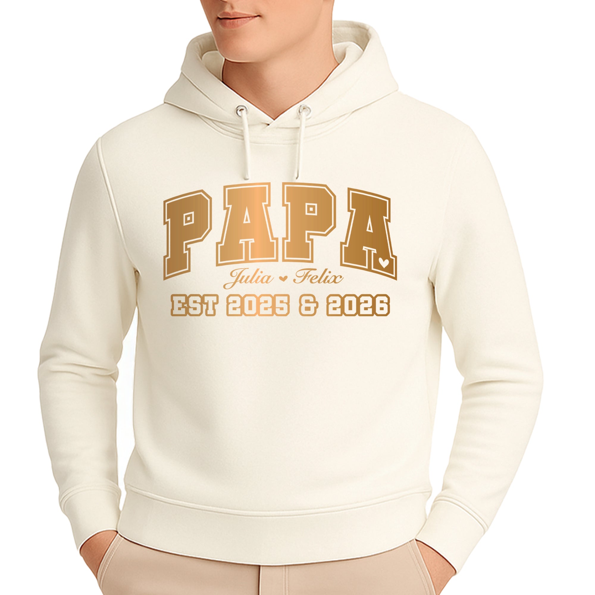 League Papa Pullover – mit/ohne Kapuze, Seitentaschen oder Kängurutasche - Cremeweiß