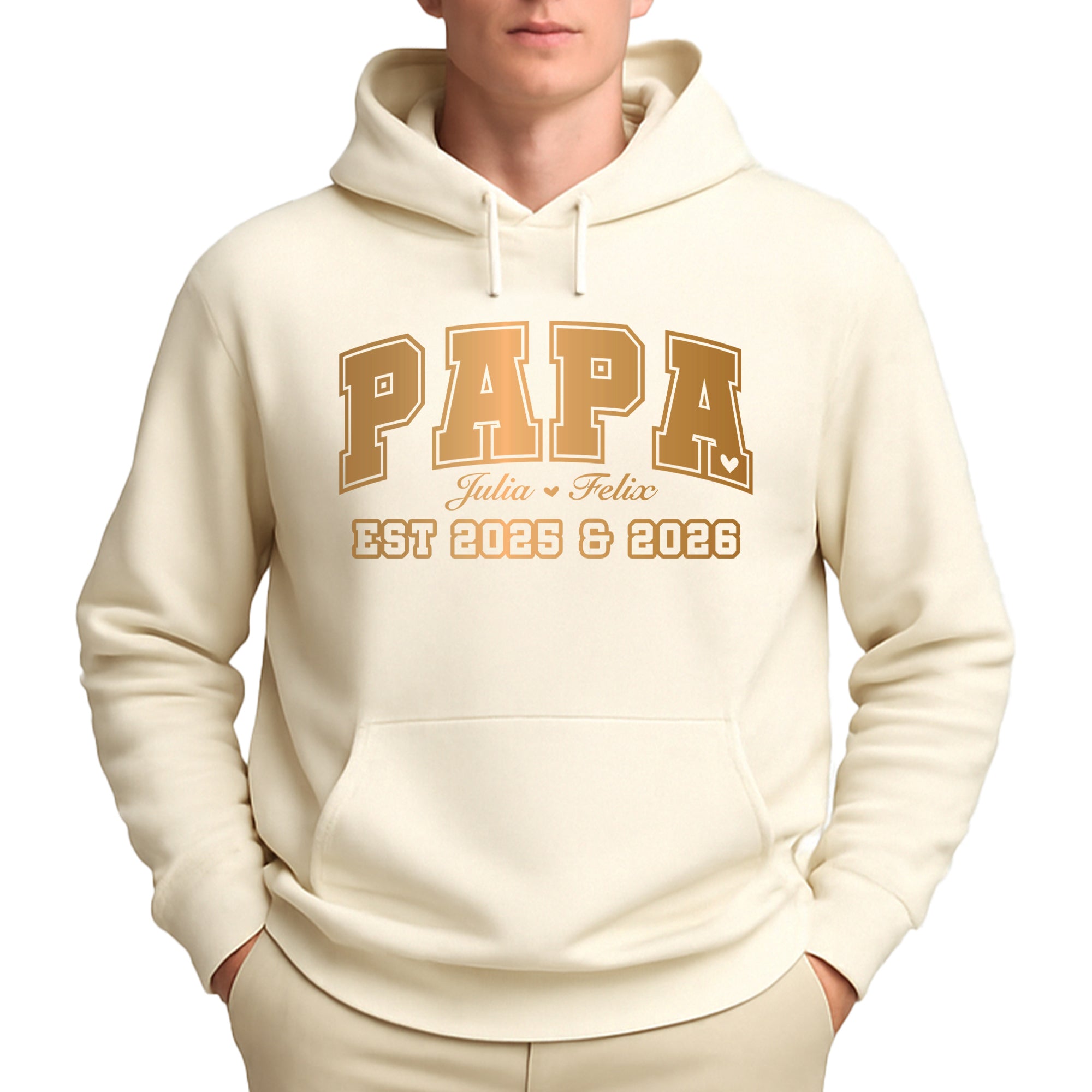 League Papa Pullover – mit/ohne Kapuze, Seitentaschen oder Kängurutasche - Cremeweiß