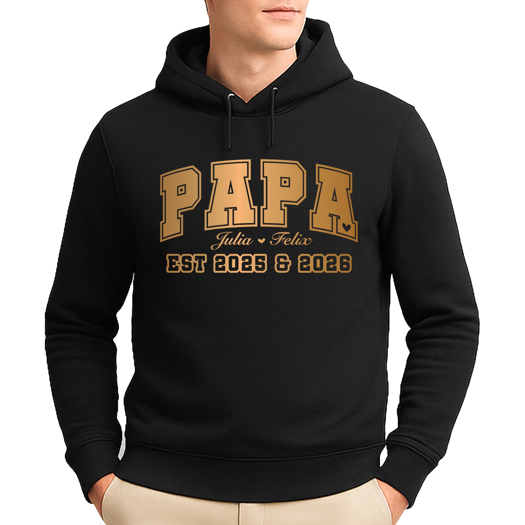 League Papa Pullover – mit/ohne Kapuze, Seitentaschen oder Kängurutasche - Schwarz