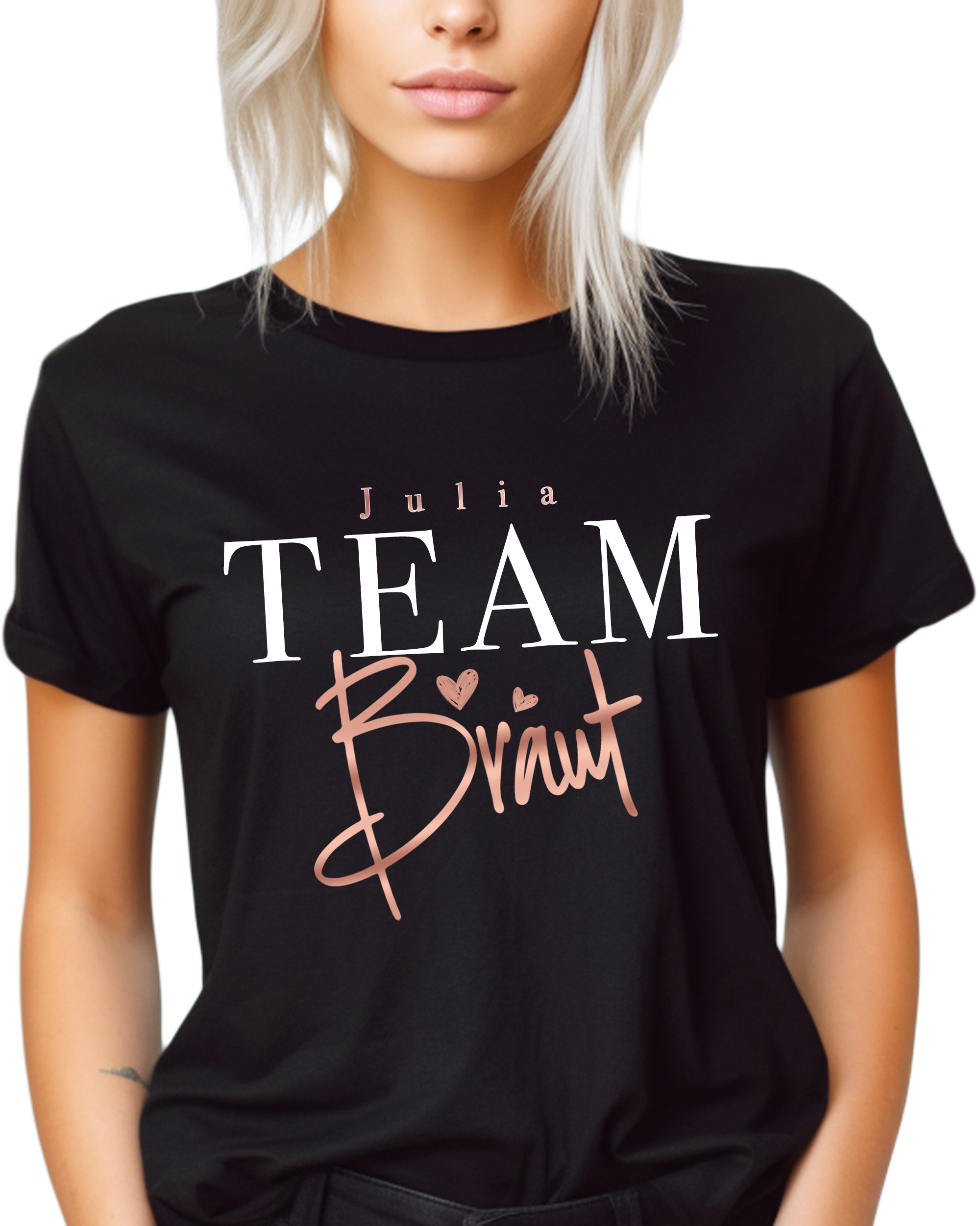 Classic Team Braut T-Shirt schwarz mit Namen