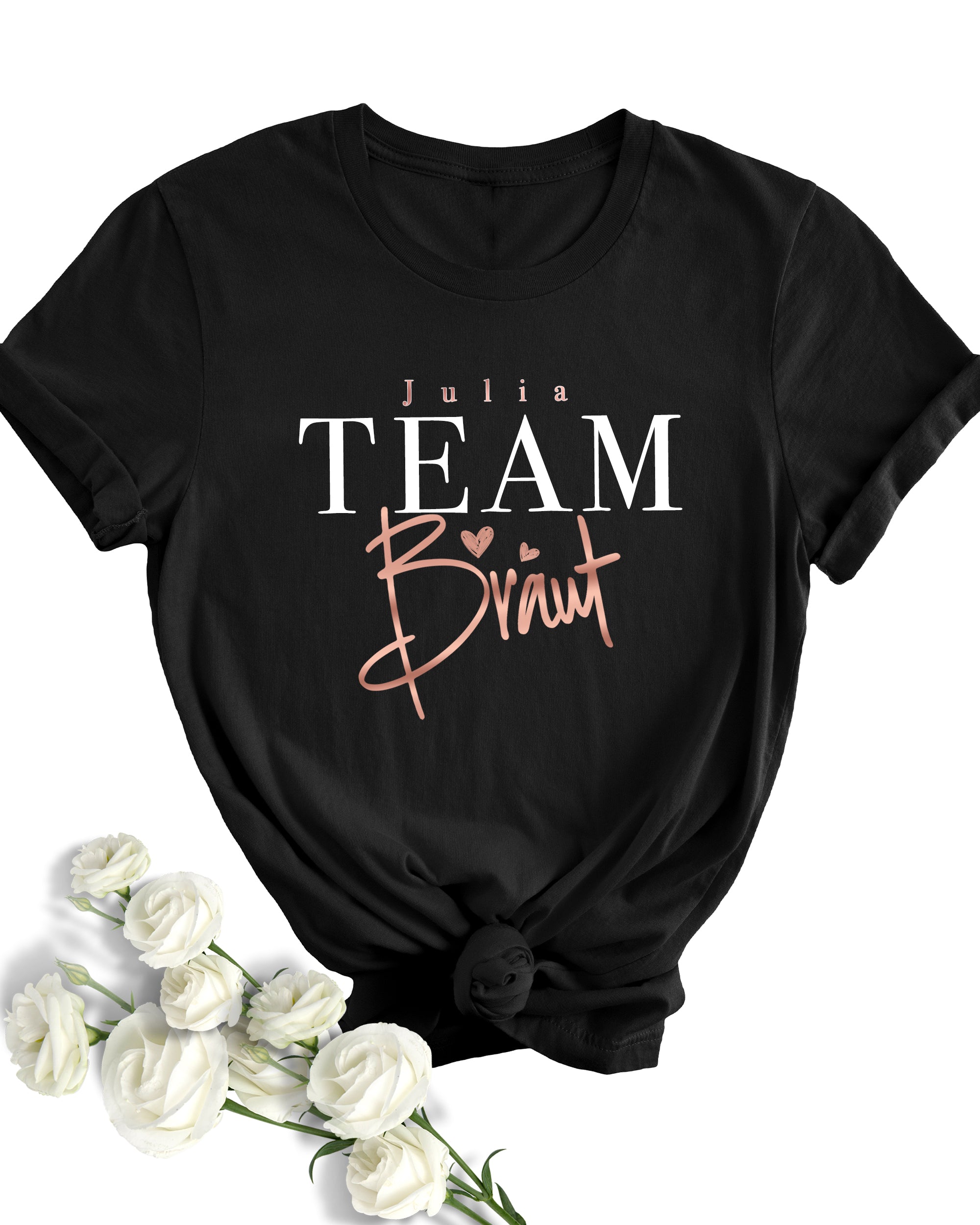 Classic Team Braut T-Shirt schwarz mit Namen