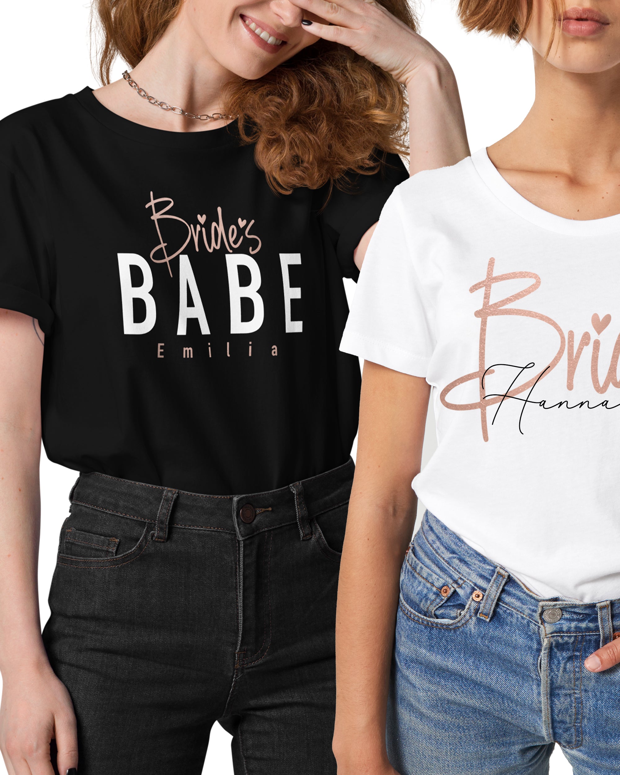 Bride's BABE T-Shirt mit Namen